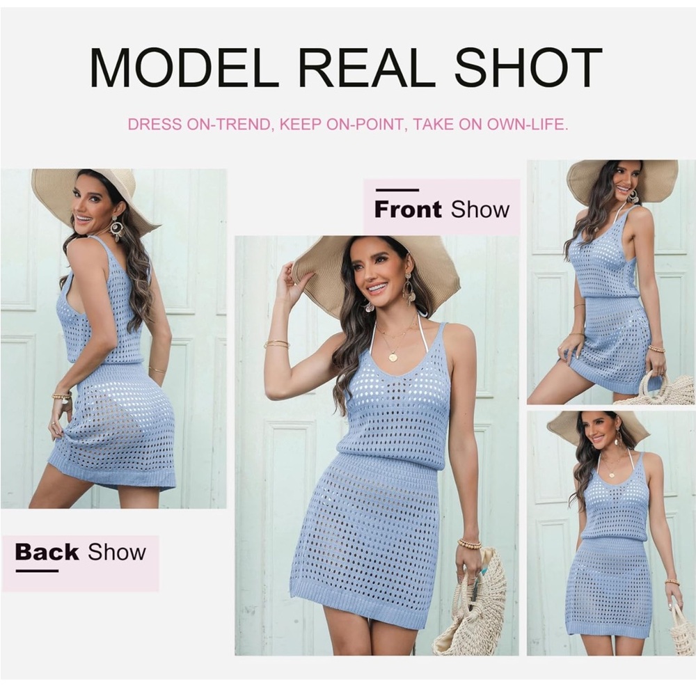 Elegant Sky Blue Knit Swim Coverup